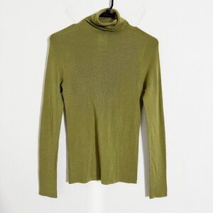 Fibflx wool washable Olive Green Women's turtleneck Sweater